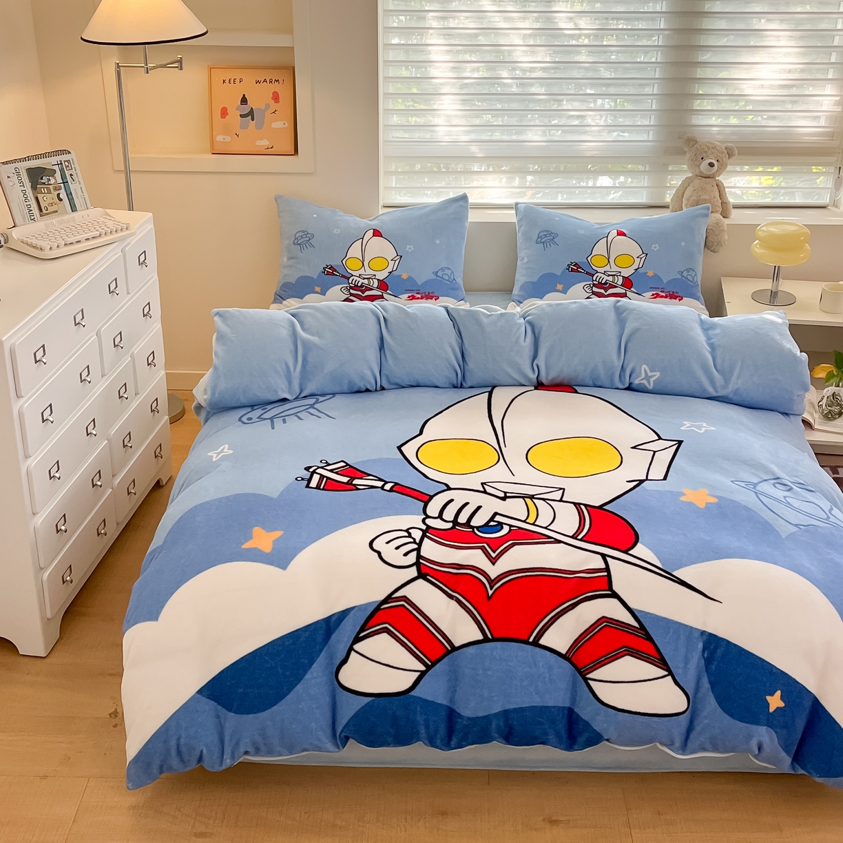 91家纺网 家纺一手货源 找家纺 蘭菲家纺 2025新款奥特曼牛奶绒四件套 奥特曼-独行者