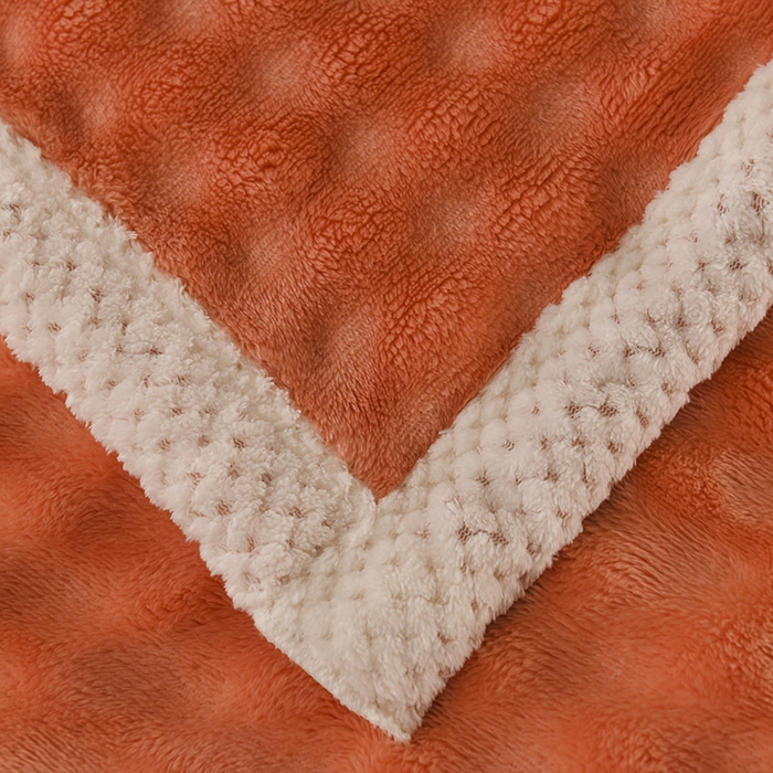 91家纺网 家纺一手货源 找家纺 yyds网供 2025新款仿兔绒毛毯子超柔毛绒毯面包格高克重盖毯沙发毯冬季兔绒格 兔绒格-赤橙