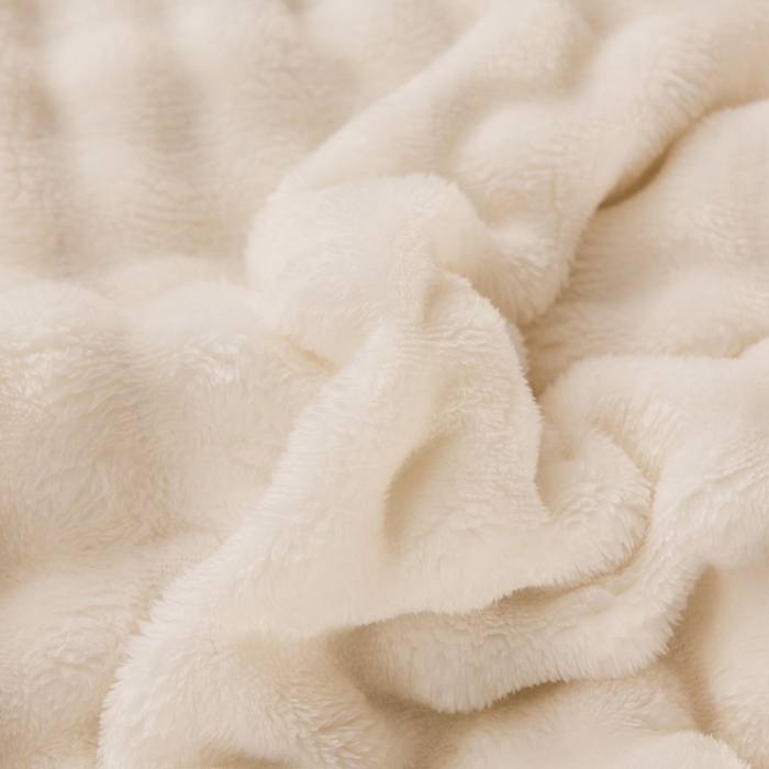 91家纺网 家纺一手货源 找家纺 yyds网供 2025新款仿兔绒毛毯子超柔毛绒毯面包格高克重盖毯沙发毯冬季兔绒格 兔绒格-米白