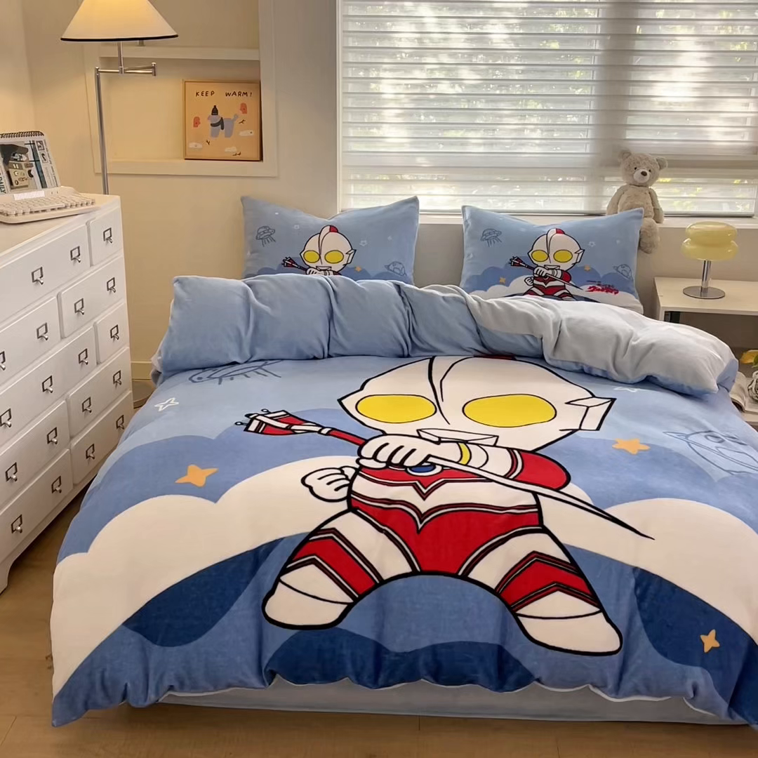 91家纺网 家纺一手货源 找家纺 蘭菲家纺 2025新款奥特曼牛奶绒四件套 奥特曼-独行者