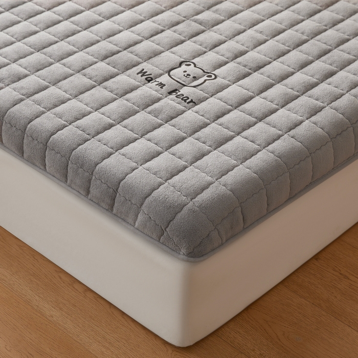 91家纺网 家纺一手货源 找家纺 喜她床垫 2025新款保暖牛奶绒抗压棉床垫（专版烫画） 牛奶绒灰（5cm）