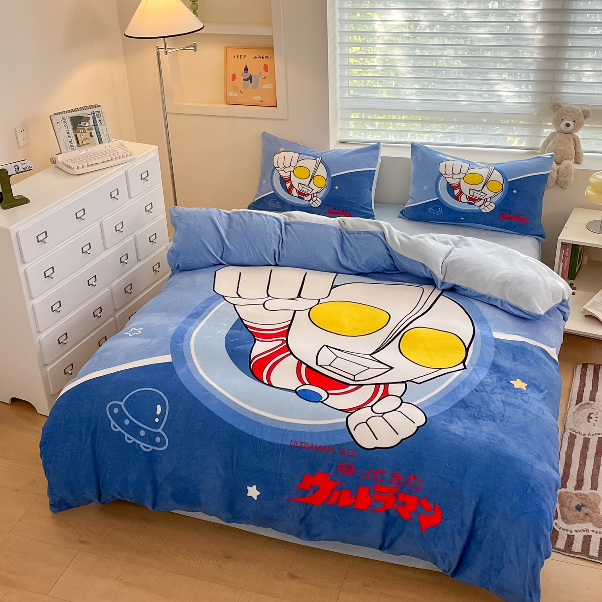 91家纺网 家纺一手货源 找家纺 蘭菲家纺 2025新款奥特曼牛奶绒四件套 奥特曼-冠军