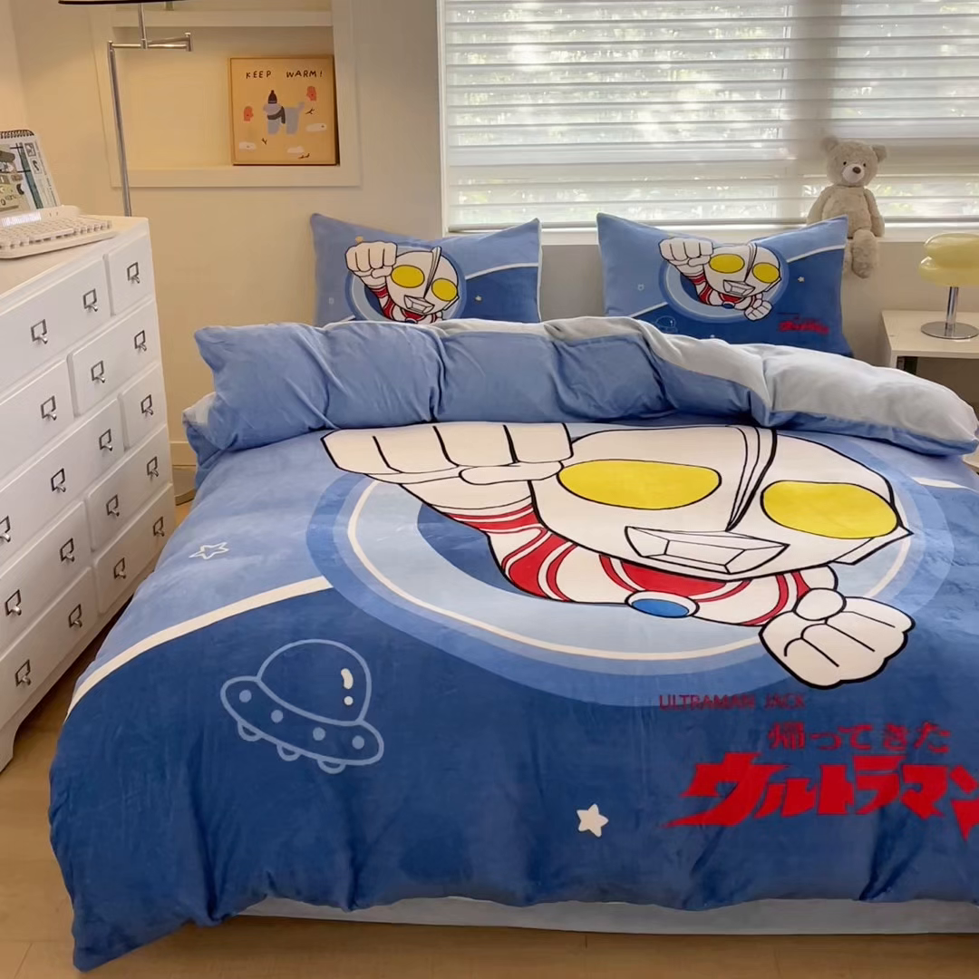 91家纺网 家纺一手货源 找家纺 蘭菲家纺 2025新款奥特曼牛奶绒四件套 奥特曼-冠军