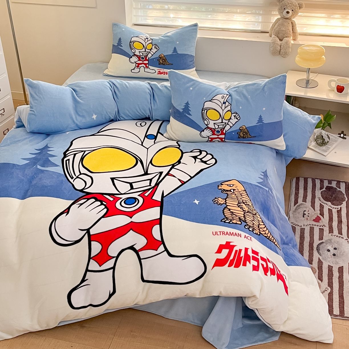 91家纺网 家纺一手货源 找家纺 蘭菲家纺 2025新款奥特曼牛奶绒四件套 奥特曼-归来