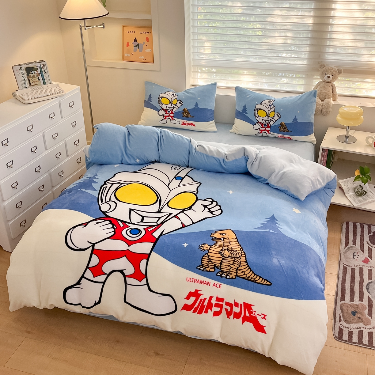 91家纺网 家纺一手货源 找家纺 蘭菲家纺 2025新款奥特曼牛奶绒四件套 奥特曼-归来