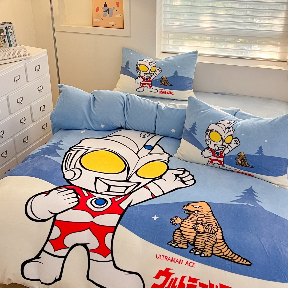 91家纺网 家纺一手货源 找家纺 蘭菲家纺 2025新款奥特曼牛奶绒四件套 奥特曼-归来