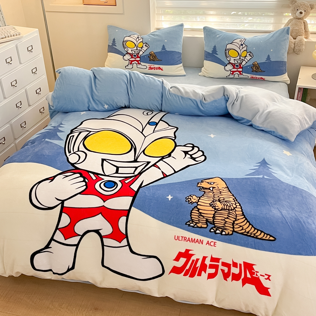 91家纺网 家纺一手货源 找家纺 蘭菲家纺 2025新款奥特曼牛奶绒四件套 奥特曼-归来