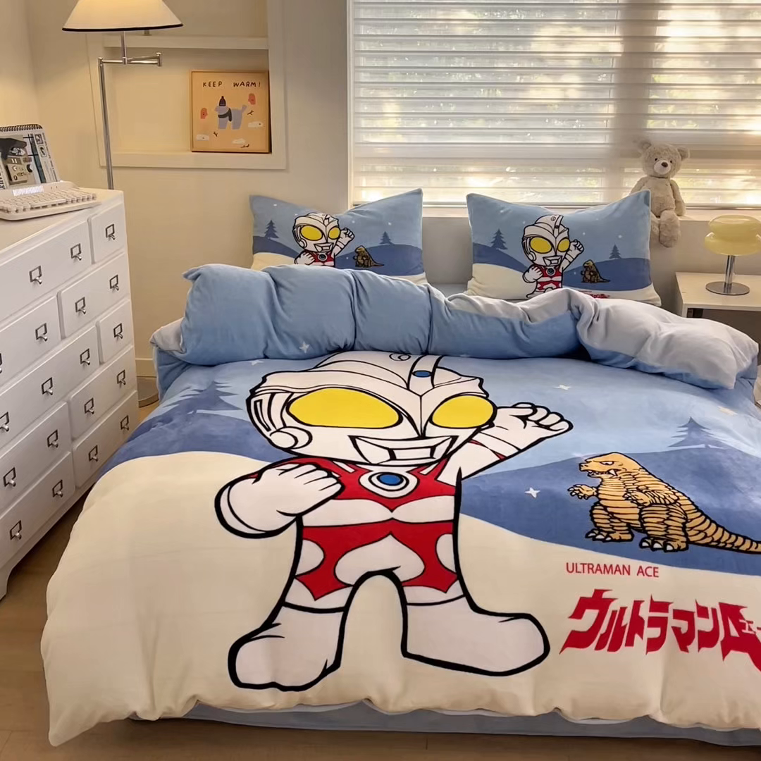 91家纺网 家纺一手货源 找家纺 蘭菲家纺 2025新款奥特曼牛奶绒四件套 奥特曼-归来