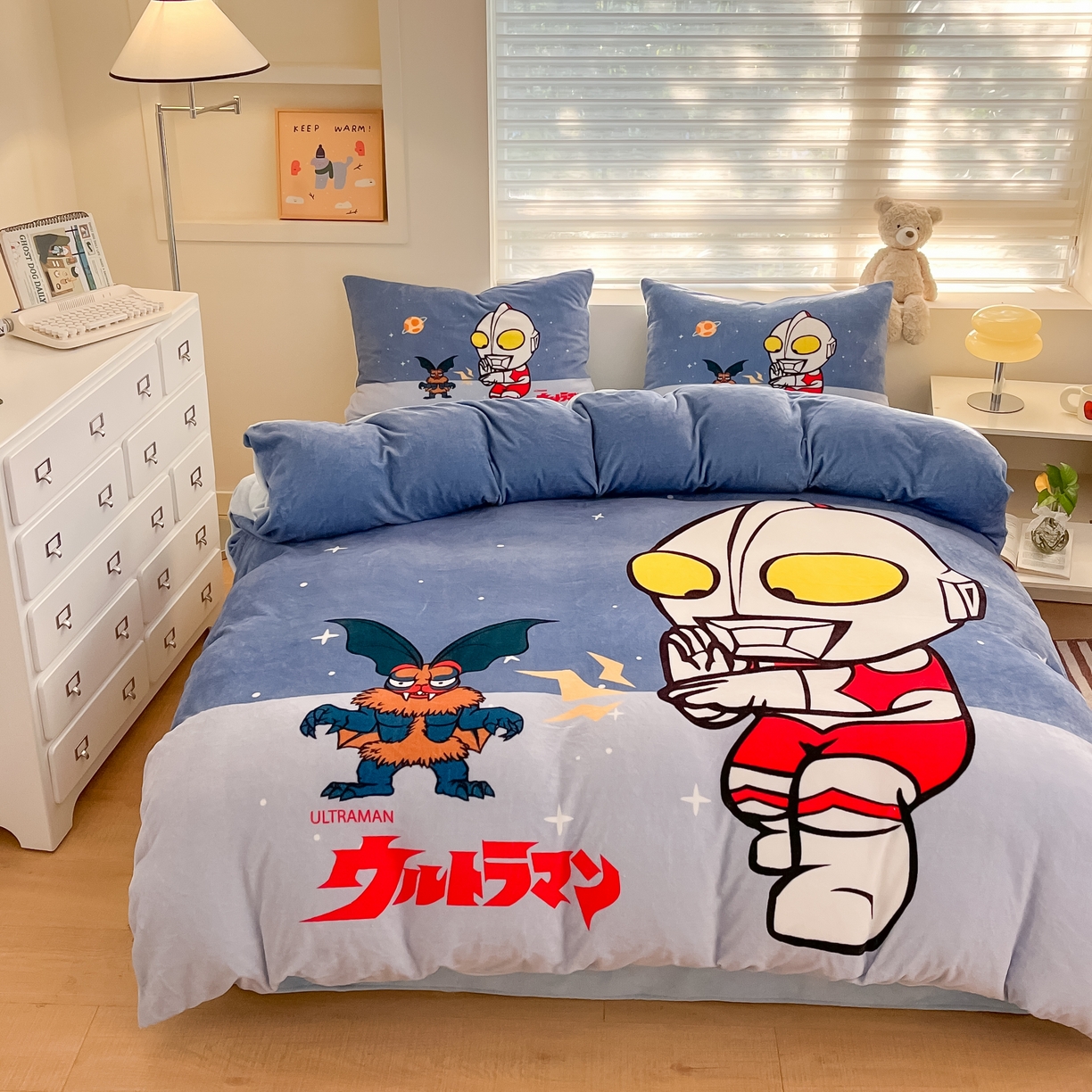 91家纺网 家纺一手货源 找家纺 蘭菲家纺 2025新款奥特曼牛奶绒四件套 奥特曼-荣耀