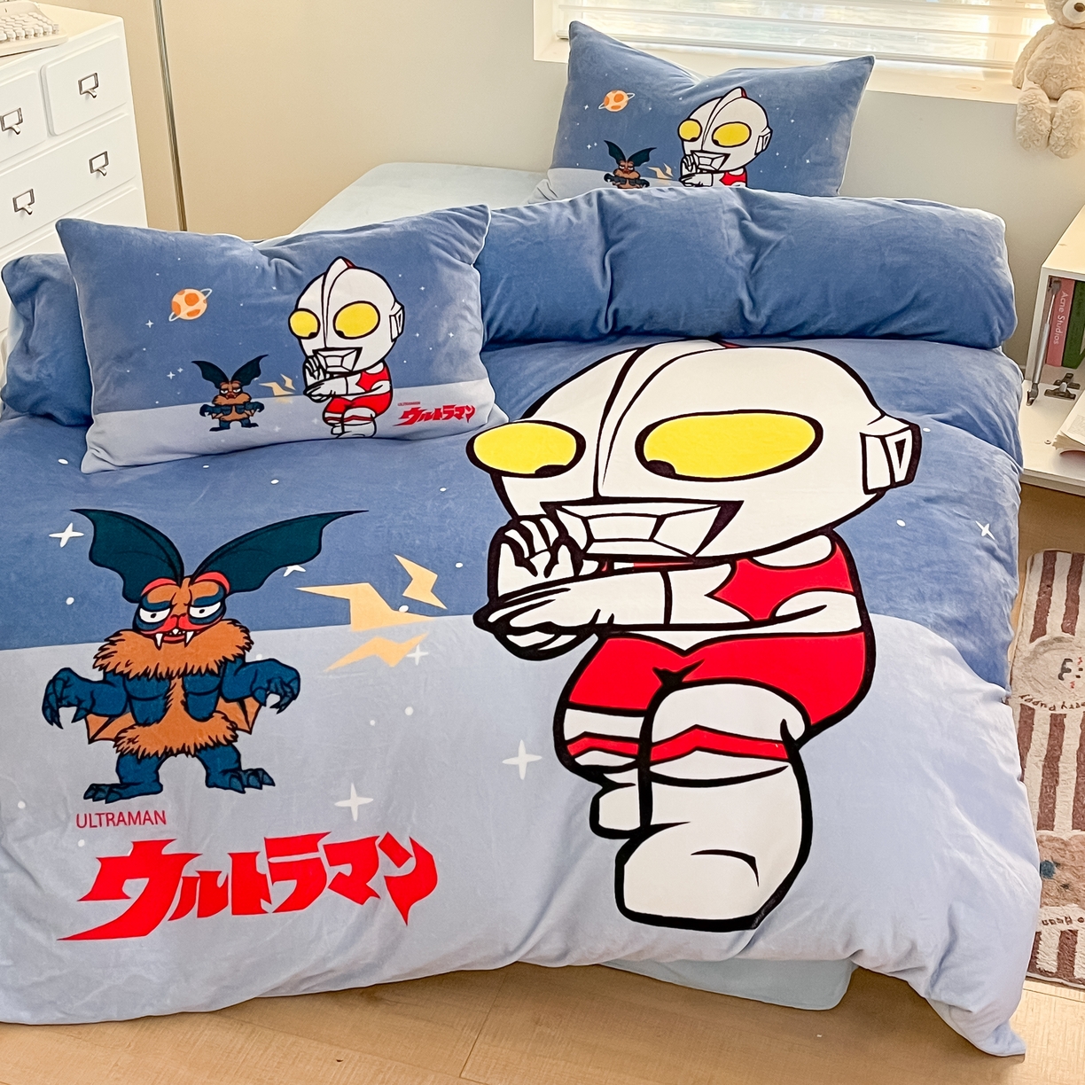 91家纺网 家纺一手货源 找家纺 蘭菲家纺 2025新款奥特曼牛奶绒四件套 奥特曼-荣耀