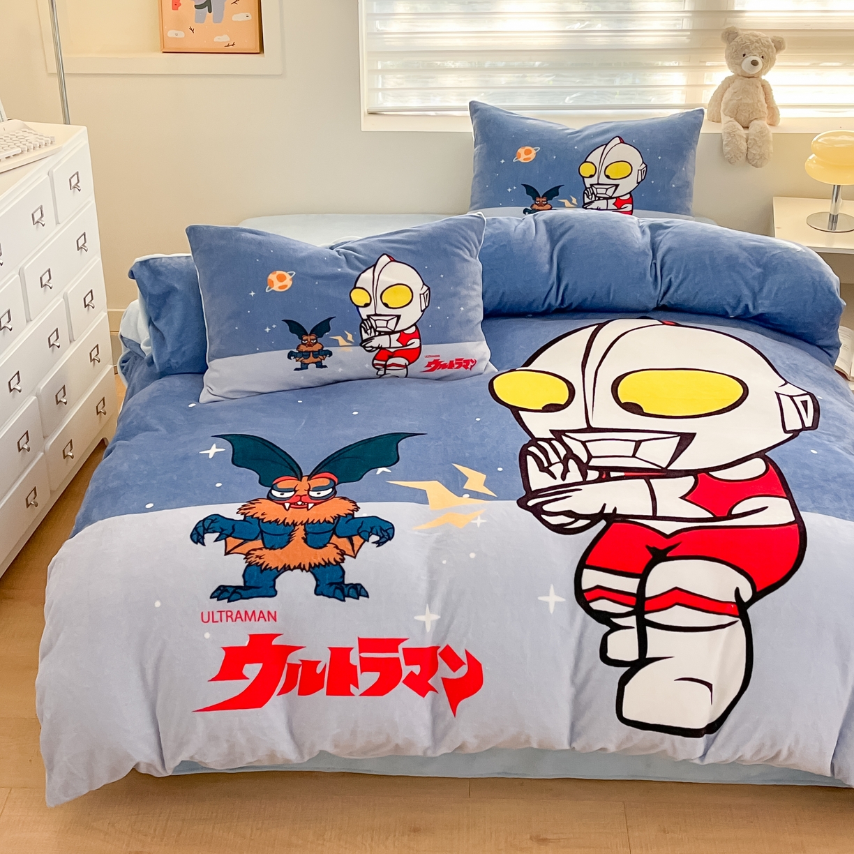 91家纺网 家纺一手货源 找家纺 蘭菲家纺 2025新款奥特曼牛奶绒四件套 奥特曼-荣耀