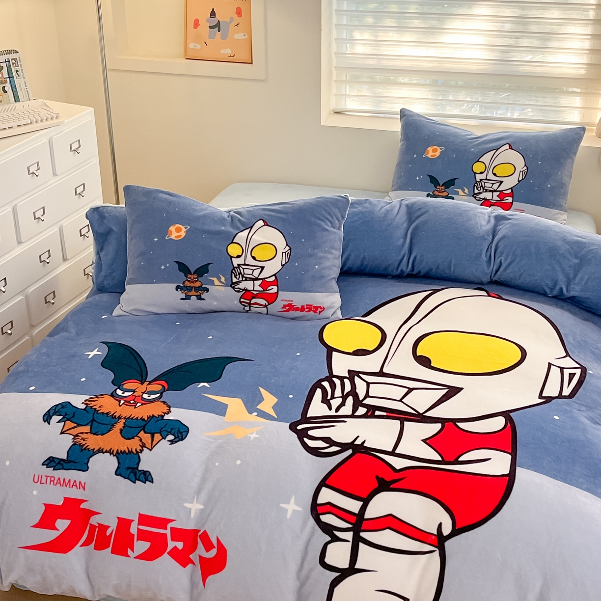 91家纺网 家纺一手货源 找家纺 蘭菲家纺 2025新款奥特曼牛奶绒四件套 奥特曼-荣耀