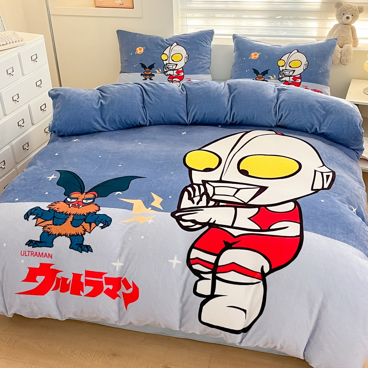 91家纺网 家纺一手货源 找家纺 蘭菲家纺 2025新款奥特曼牛奶绒四件套 奥特曼-荣耀