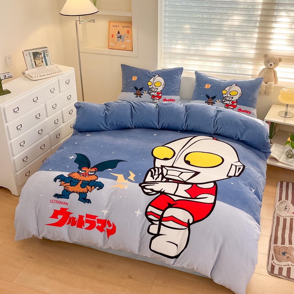 91家纺网 家纺一手货源 找家纺 蘭菲家纺 2025新款奥特曼牛奶绒四件套 奥特曼-荣耀