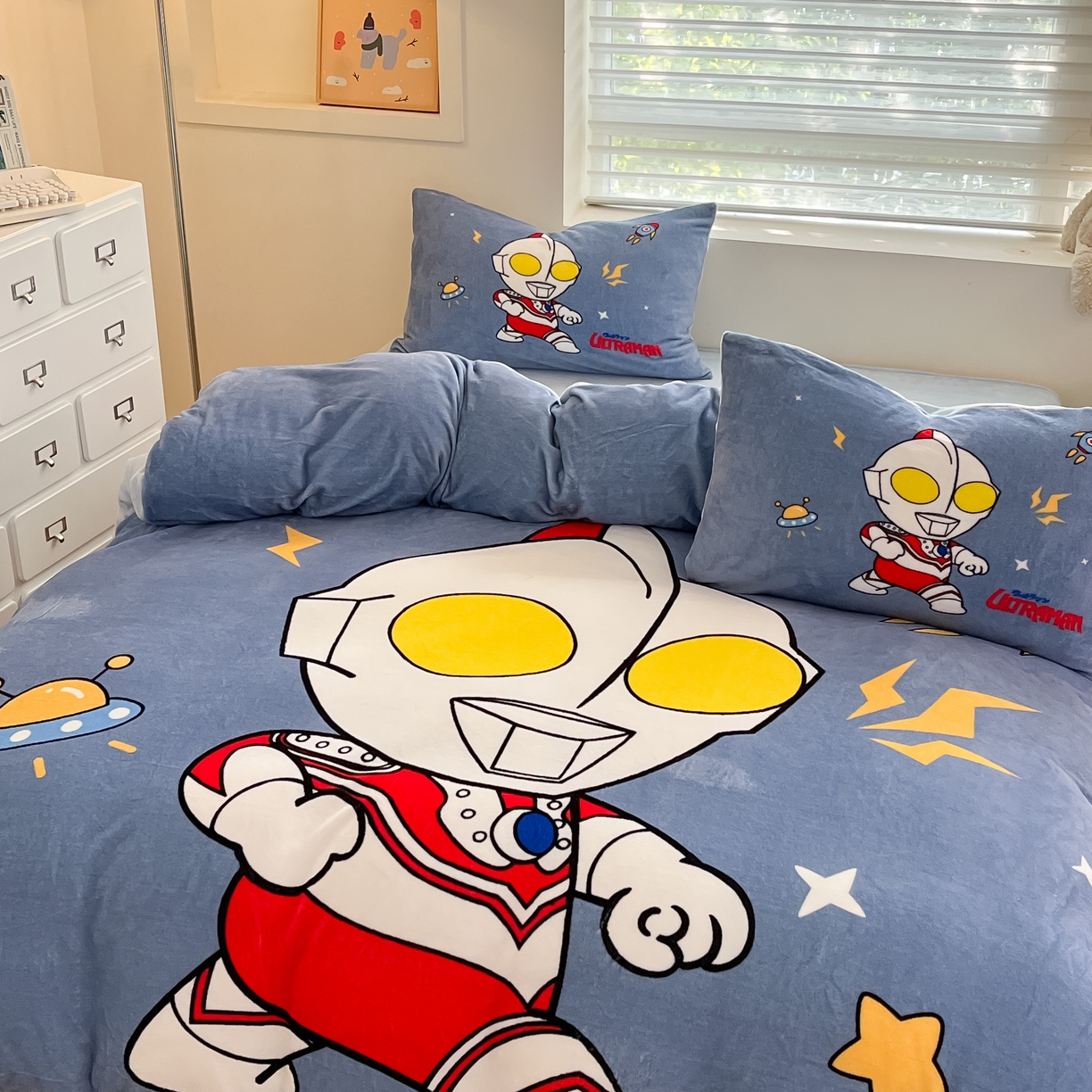 91家纺网 家纺一手货源 找家纺 蘭菲家纺 2025新款奥特曼牛奶绒四件套 奥特曼-王者