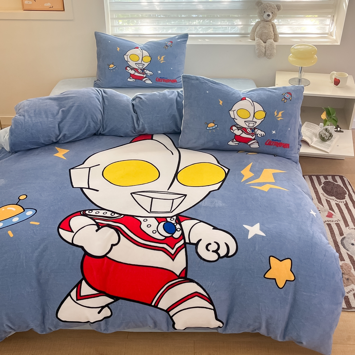 91家纺网 家纺一手货源 找家纺 蘭菲家纺 2025新款奥特曼牛奶绒四件套 奥特曼-王者