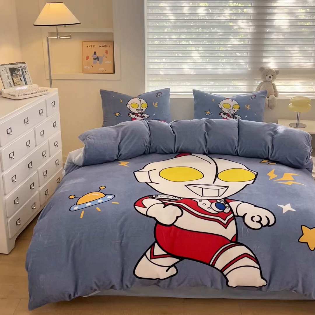 91家纺网 家纺一手货源 找家纺 蘭菲家纺 2025新款奥特曼牛奶绒四件套 奥特曼-王者