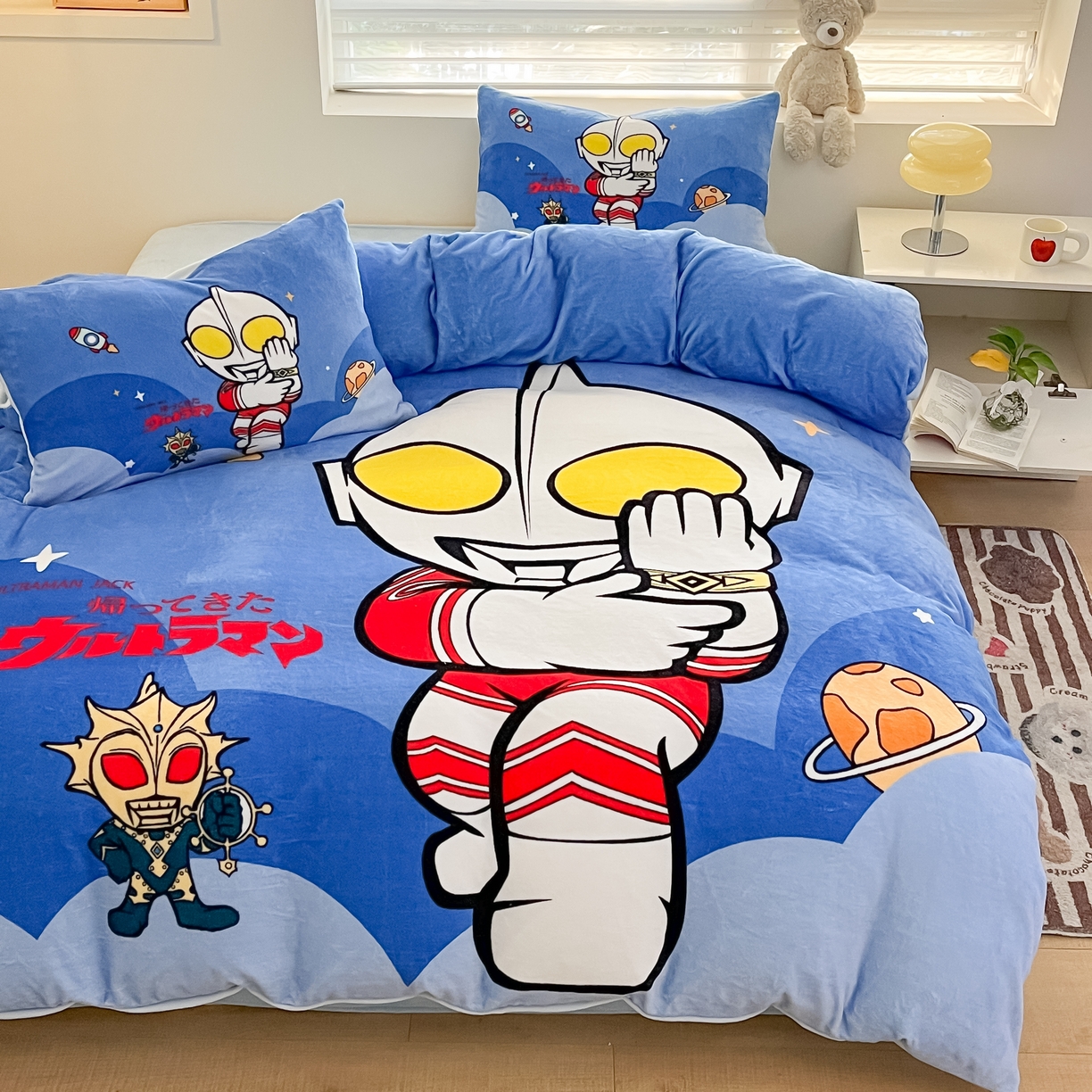 91家纺网 家纺一手货源 找家纺 蘭菲家纺 2025新款奥特曼牛奶绒四件套 奥特曼-无敌