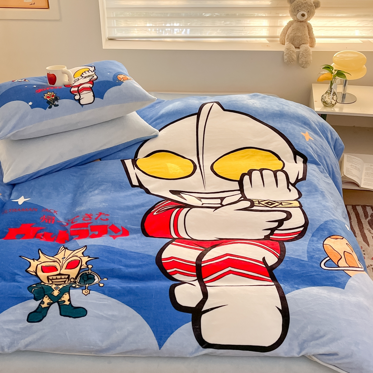 91家纺网 家纺一手货源 找家纺 蘭菲家纺 2025新款奥特曼牛奶绒四件套 奥特曼-无敌