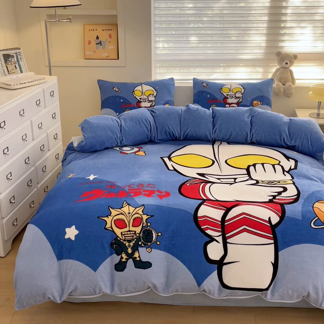 91家纺网 家纺一手货源 找家纺 蘭菲家纺 2025新款奥特曼牛奶绒四件套 奥特曼-无敌