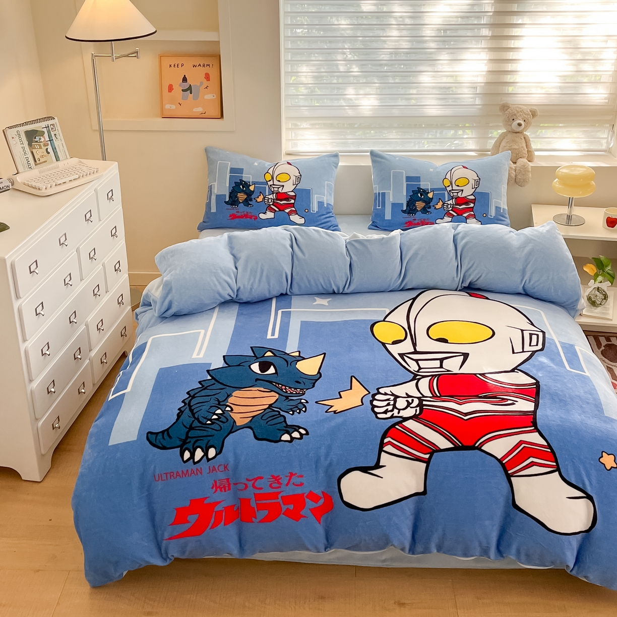 91家纺网 家纺一手货源 找家纺 蘭菲家纺 2025新款奥特曼牛奶绒四件套 奥特曼-勇士