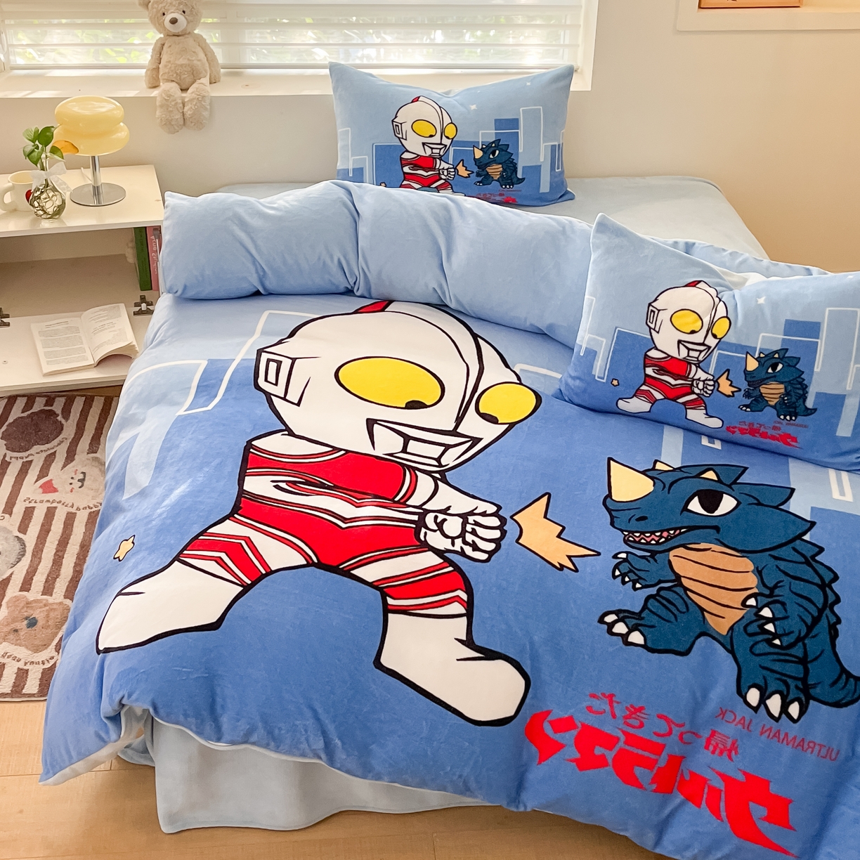 91家纺网 家纺一手货源 找家纺 蘭菲家纺 2025新款奥特曼牛奶绒四件套 奥特曼-勇士