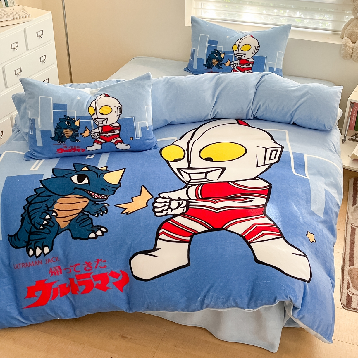 91家纺网 家纺一手货源 找家纺 蘭菲家纺 2025新款奥特曼牛奶绒四件套 奥特曼-勇士