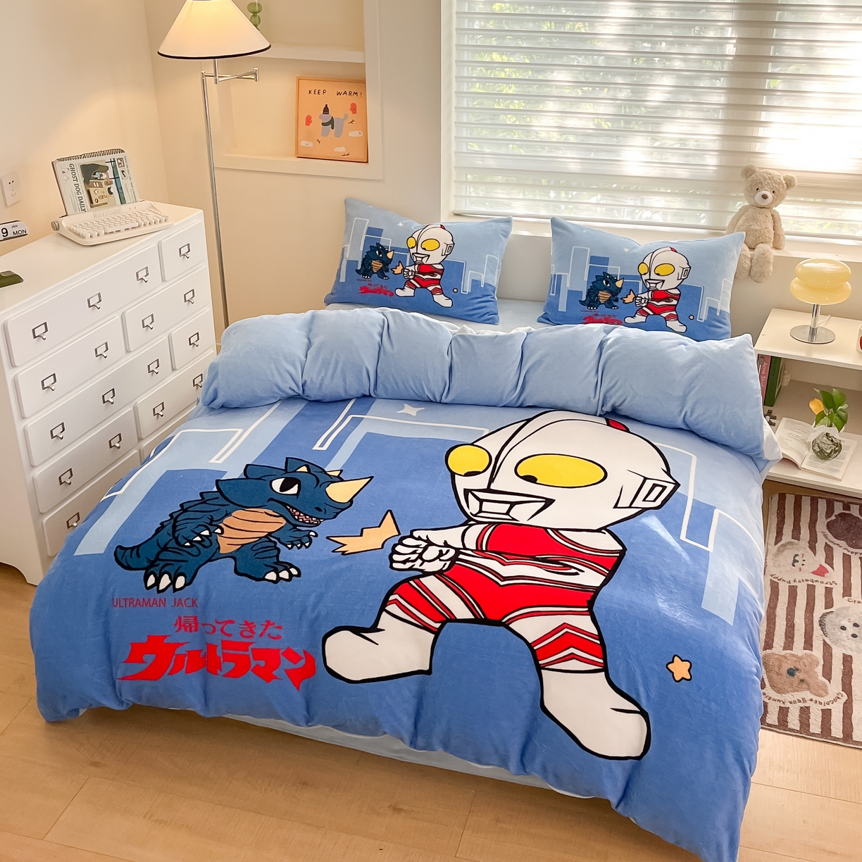 91家纺网 家纺一手货源 找家纺 蘭菲家纺 2025新款奥特曼牛奶绒四件套 奥特曼-勇士