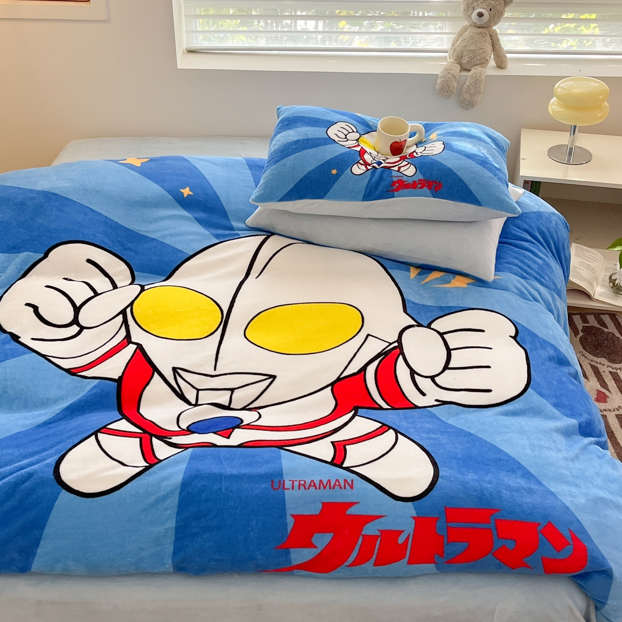 91家纺网 家纺一手货源 找家纺 蘭菲家纺 2025新款奥特曼牛奶绒四件套 奥特曼.正义之侠