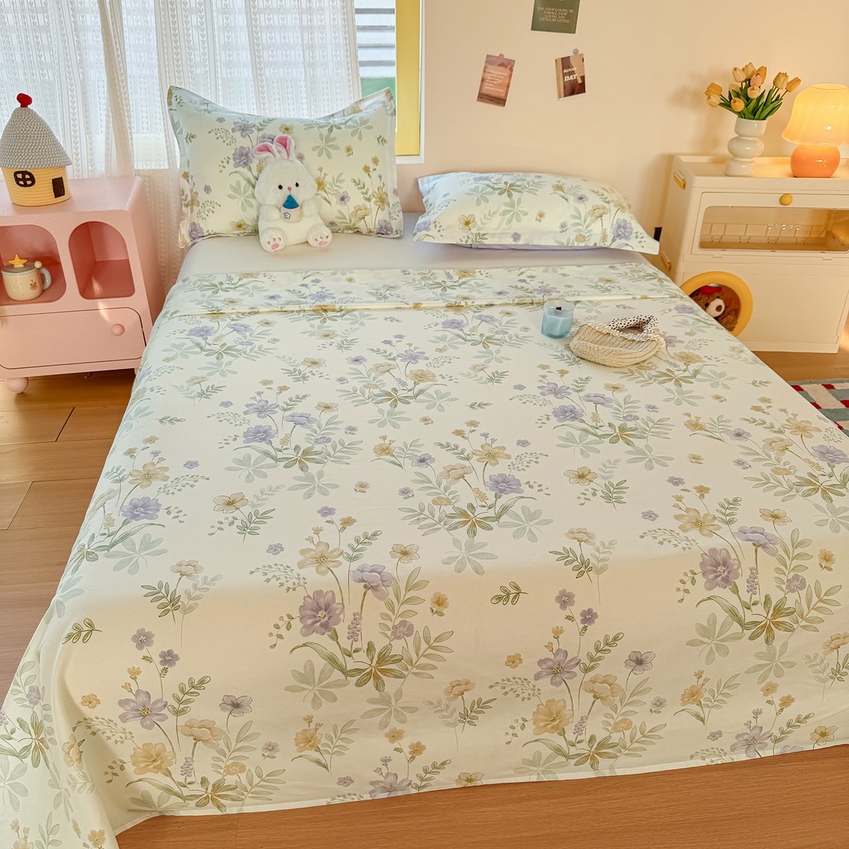 91家纺网 家纺一手货源 找家纺 尚帛 2026新款全棉品质喷气印花爆款四件套 多规格套件 单品系列-单床单 爱的花海