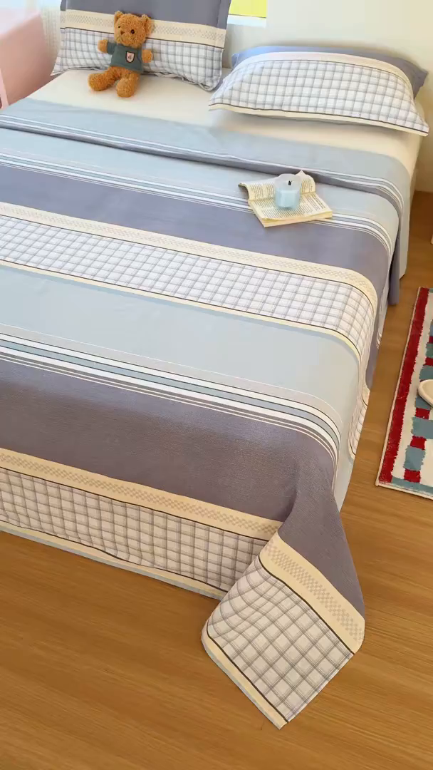 91家纺网 家纺一手货源 找家纺 尚帛 2026新款全棉品质喷气印花爆款四件套 多规格套件 单品系列-单床单 爱之艺术-灰