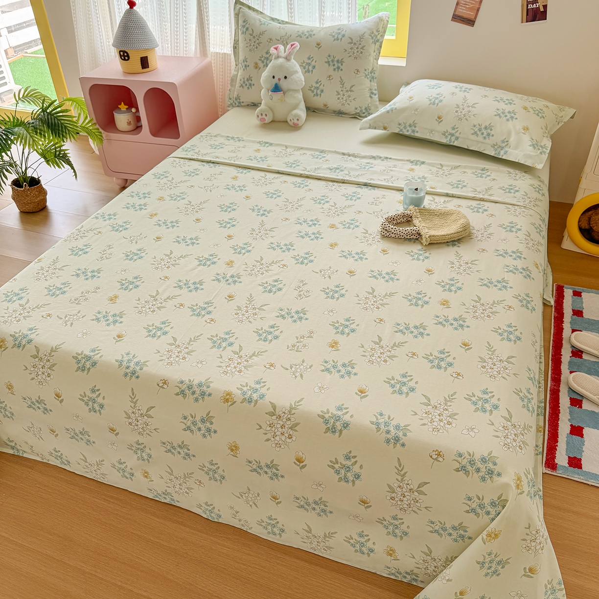 91家纺网 家纺一手货源 找家纺 尚帛 2026新款全棉品质喷气印花爆款四件套 多规格套件 单品系列-单床单 春漫庭