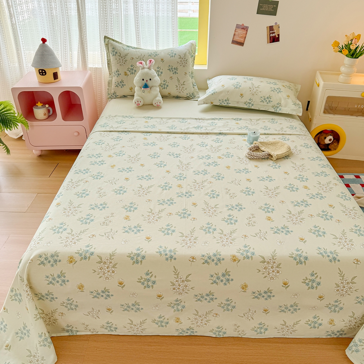 91家纺网 家纺一手货源 找家纺 尚帛 2026新款全棉品质喷气印花爆款四件套 多规格套件 单品系列-单床单 春漫庭