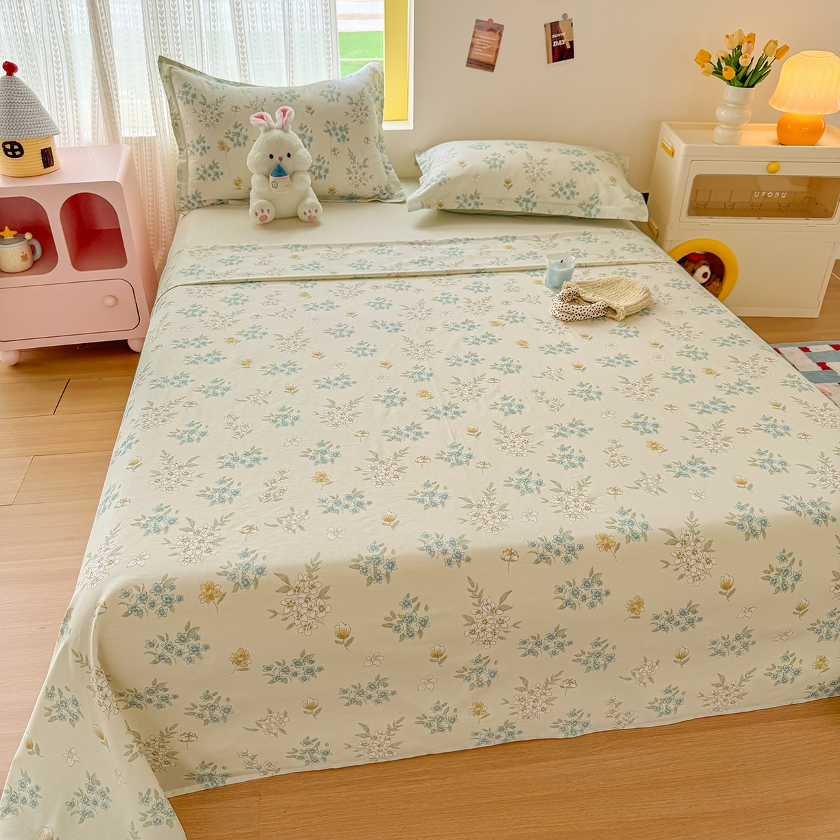 91家纺网 家纺一手货源 找家纺 尚帛 2026新款全棉品质喷气印花爆款四件套 多规格套件 单品系列-单床单 春漫庭