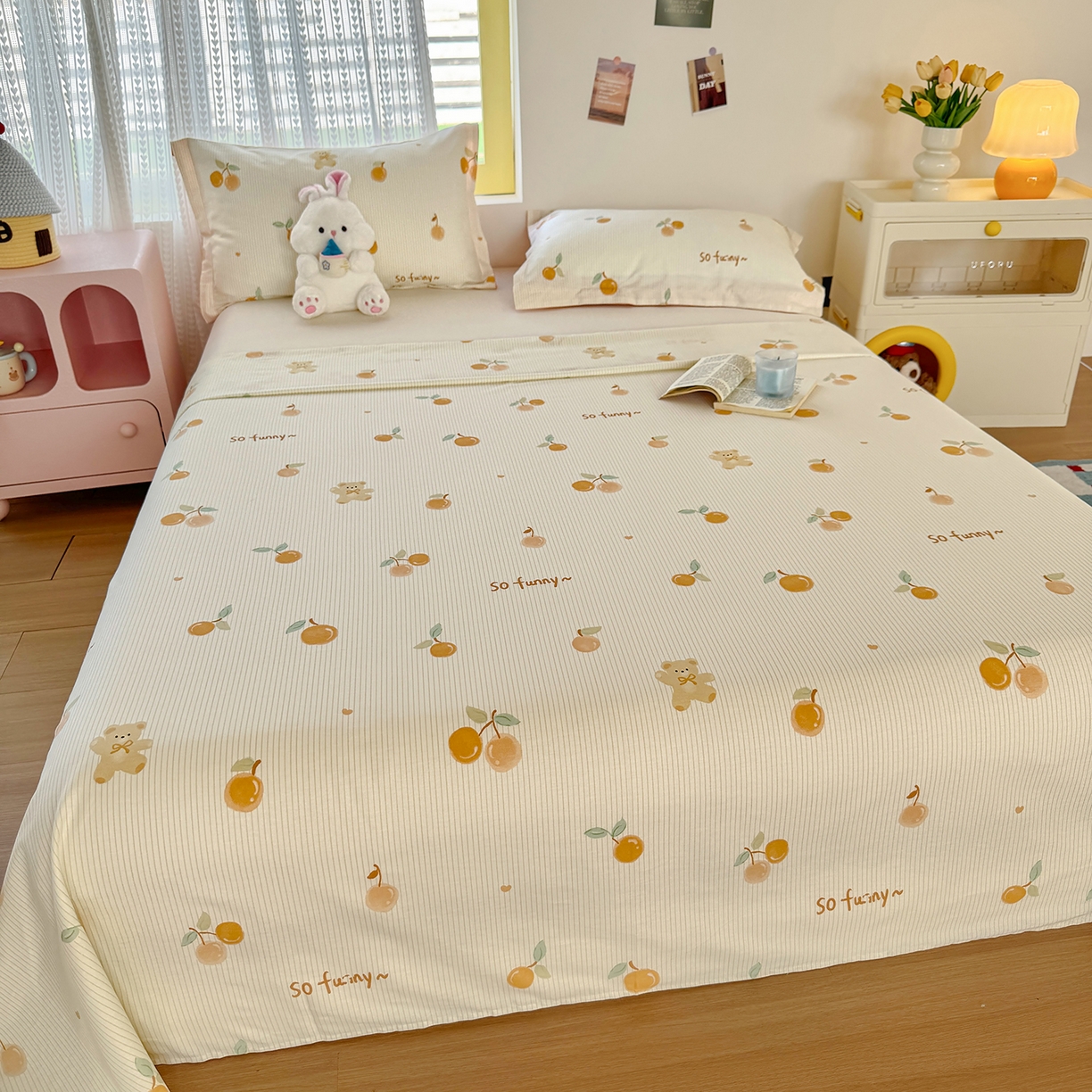 91家纺网 家纺一手货源 找家纺 尚帛 2026新款全棉品质喷气印花爆款四件套 多规格套件 单品系列-单床单 欢乐碰碰熊