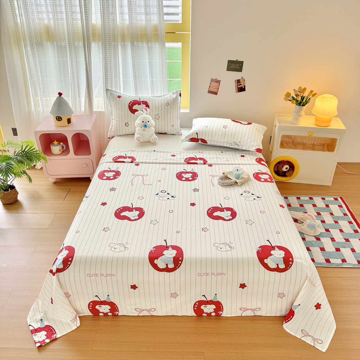 尚帛 2026新款全棉品质喷气印花爆款四件套 多规格套件 单品系列-单床单 派对柯基