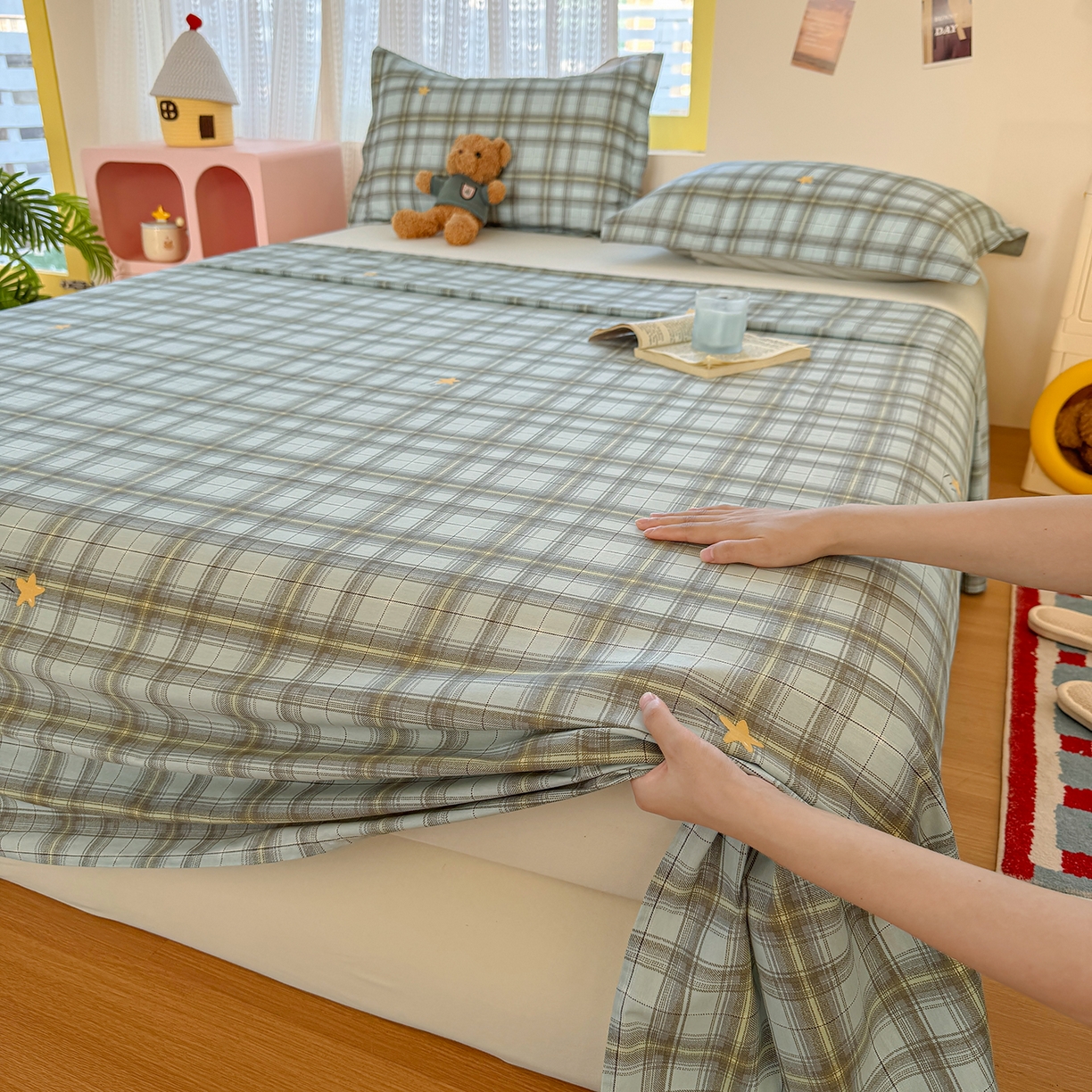 91家纺网 家纺一手货源 找家纺 尚帛 2026新款全棉品质喷气印花爆款四件套 多规格套件 单品系列-单床单 闪耀的星