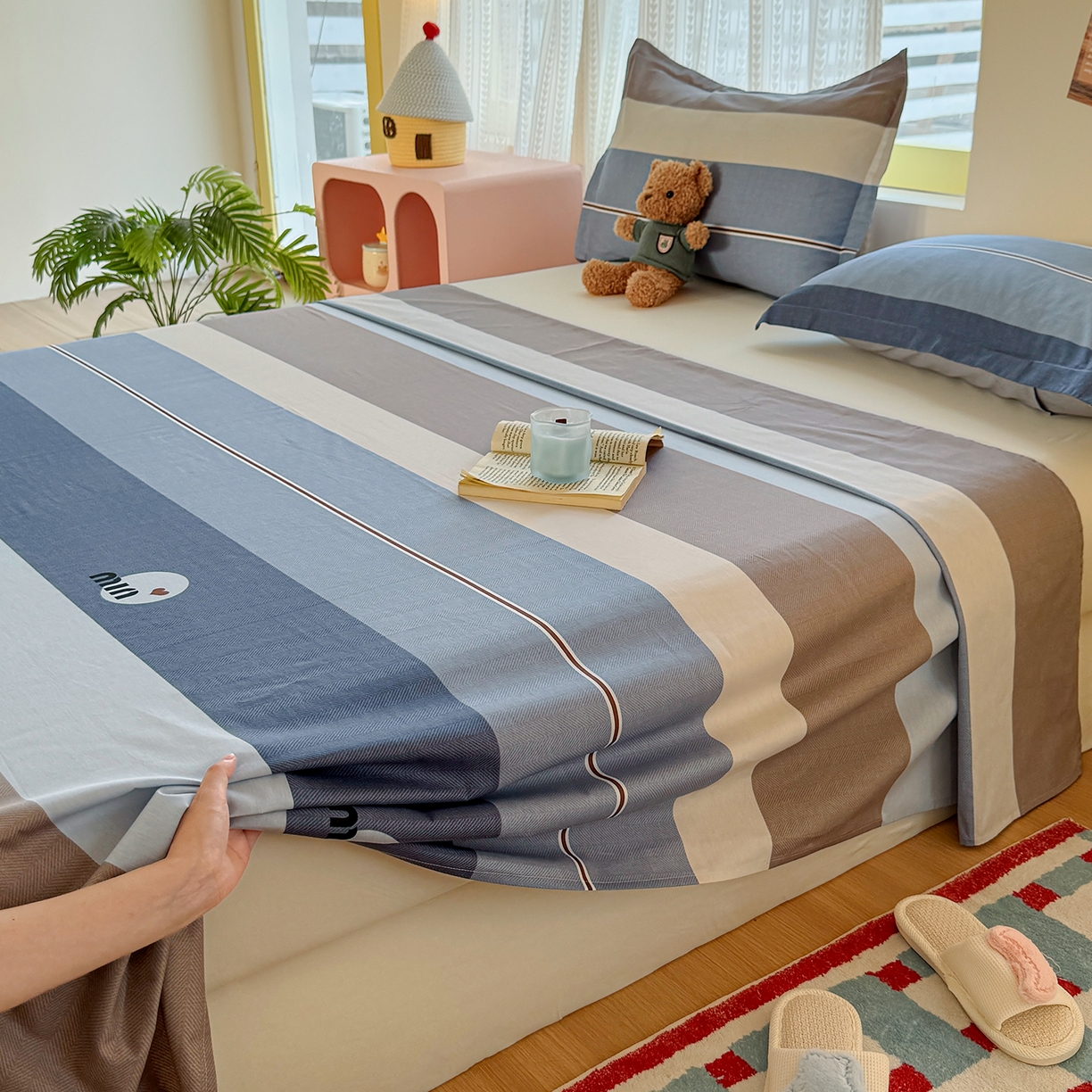 91家纺网 家纺一手货源 找家纺 尚帛 2026新款全棉品质喷气印花爆款四件套 多规格套件 单品系列-单床单 时尚慕斯