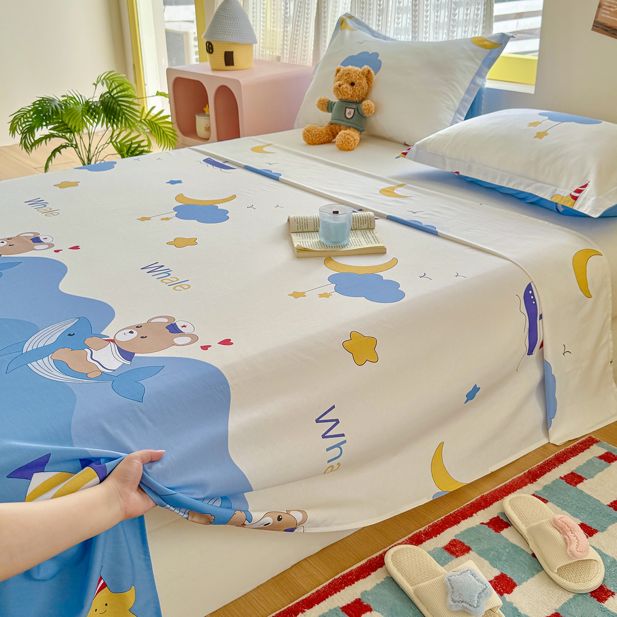 91家纺网 家纺一手货源 找家纺 尚帛 2026新款全棉品质喷气印花爆款四件套 多规格套件 单品系列-单床单 水上乐园