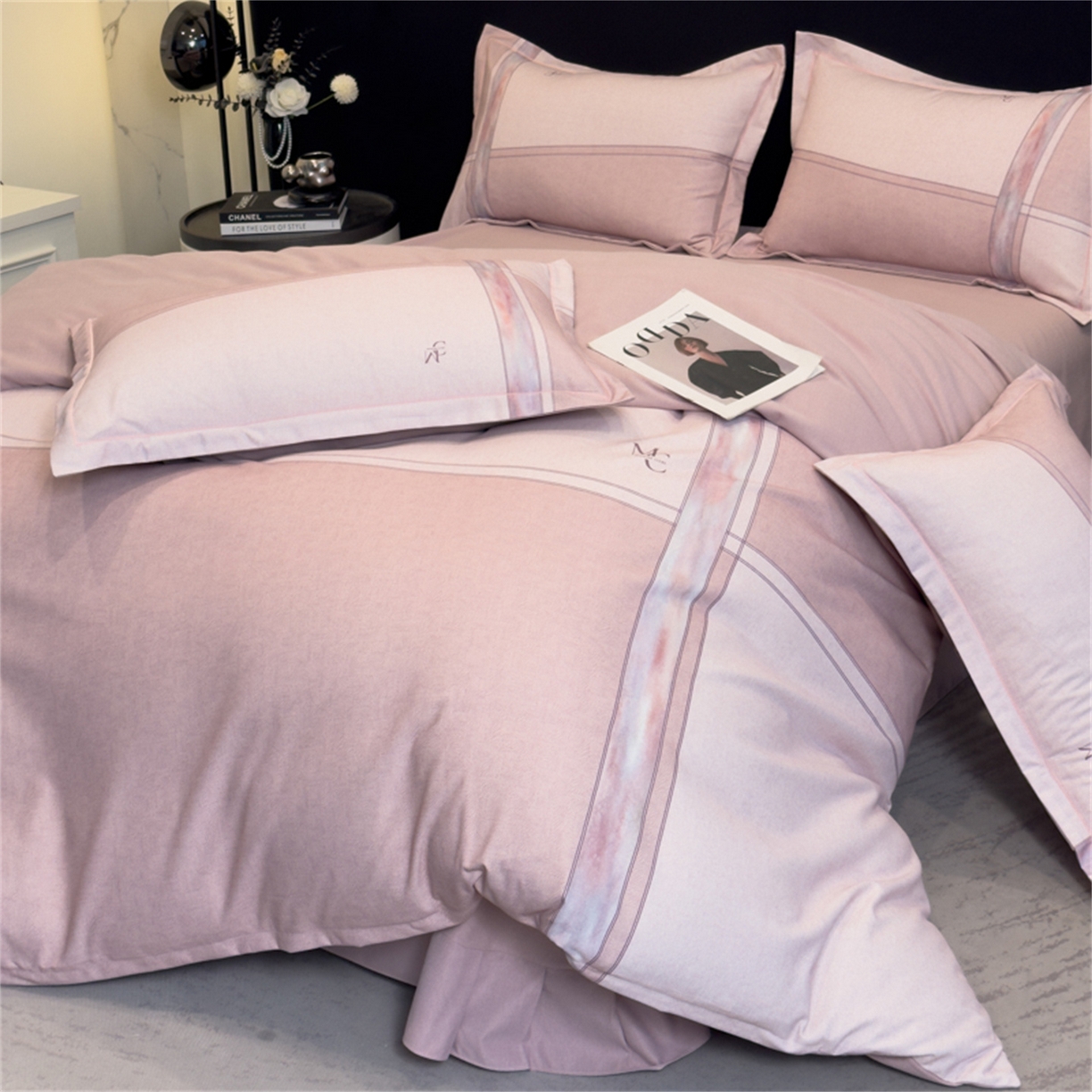 91家纺网 家纺一手货源 找家纺 喜四方 2025新款加厚全棉大版印花四件套 周末限定 粉