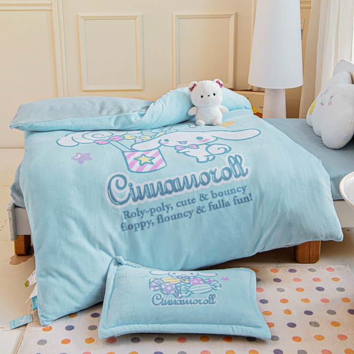 91家纺网 家纺一手货源 找家纺 （总）乐秀家纺 2025新款大版三丽鸥牛奶绒幼儿园被子可拆卸 单被套+被芯