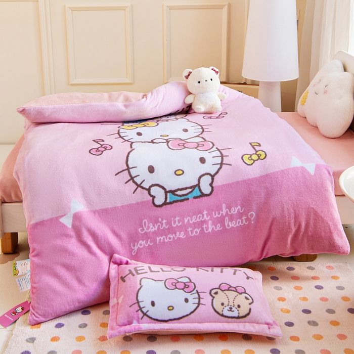 91家纺网 家纺一手货源 找家纺 （总）乐秀家纺 2025新款大版三丽鸥牛奶绒幼儿园被子可拆卸 单被套+被芯