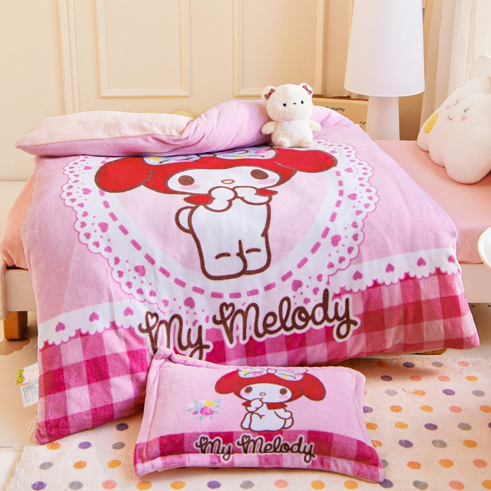 乐秀家纺 2025新款大版三丽鸥牛奶绒幼儿园被子可拆卸 单被套+被芯 俏皮美乐蒂