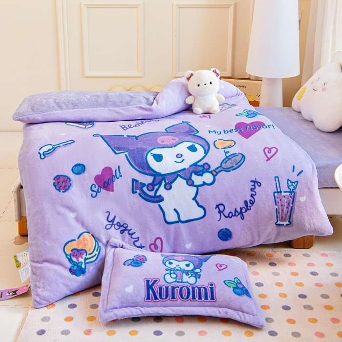 乐秀家纺 2025新款大版三丽鸥牛奶绒幼儿园被子可拆卸 单被套+被芯 甜点库洛米