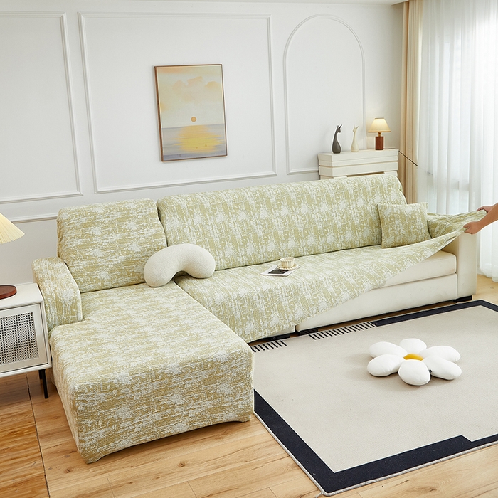 91家纺网 家纺一手货源 找家纺 （总）丝绮鹿 2025新款仿麻雪尼尔松紧款沙发套-流景（贵妃图）