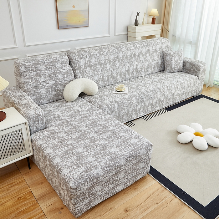 丝绮鹿 2025新款仿麻雪尼尔松紧款沙发套-流景（贵妃图） 流景-黑棕色