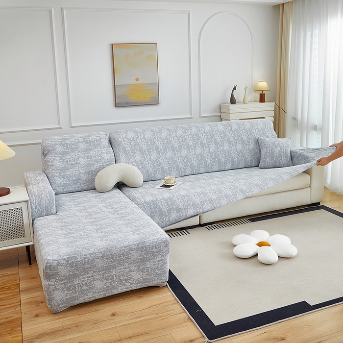 91家纺网 家纺一手货源 找家纺 丝绮鹿 2025新款仿麻雪尼尔松紧款沙发套-流景（贵妃图） 流景-星空灰