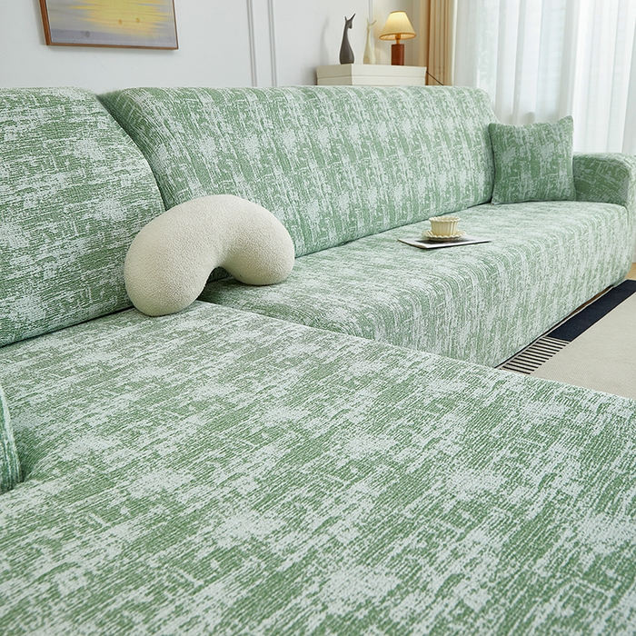 91家纺网 家纺一手货源 找家纺 丝绮鹿 2025新款仿麻雪尼尔松紧款沙发套-流景（贵妃图） 流景-宝石绿