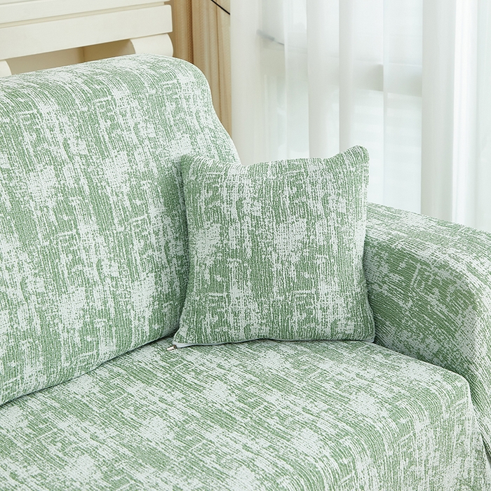 91家纺网 家纺一手货源 找家纺 丝绮鹿 2025新款仿麻雪尼尔松紧款沙发套-流景（贵妃图） 流景-宝石绿