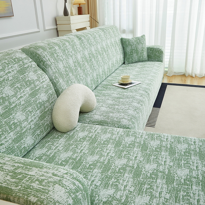 91家纺网 家纺一手货源 找家纺 丝绮鹿 2025新款仿麻雪尼尔松紧款沙发套-流景（贵妃图） 流景-宝石绿